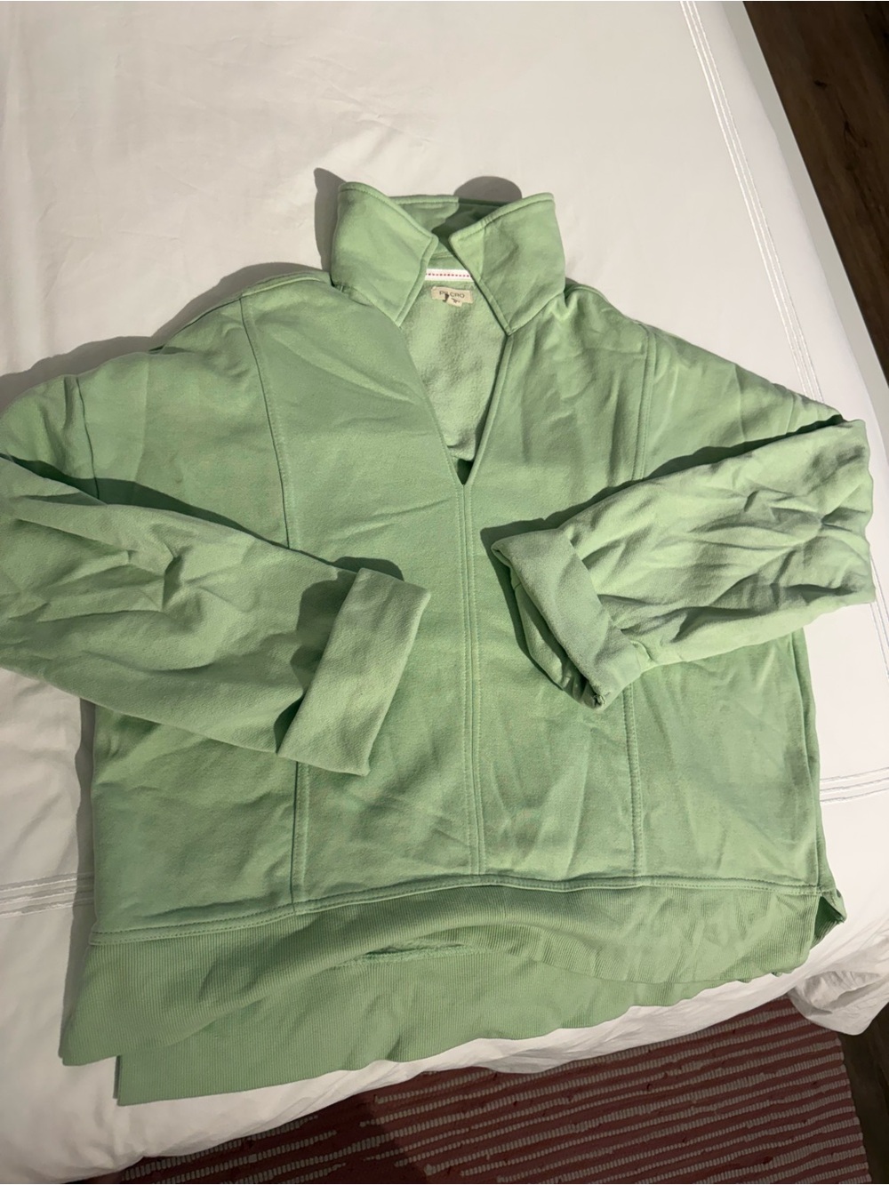 Light Green Quarter-Zip Pullover Sweater